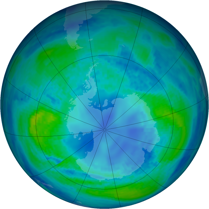 Antarctic ozone map for 15 April 1994